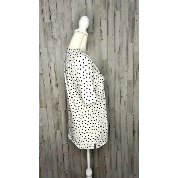 Talbots Women's Polka Dot V-Neck 3/4 Sleeve Tee White/Purple Size Small - Picture 3 of 6